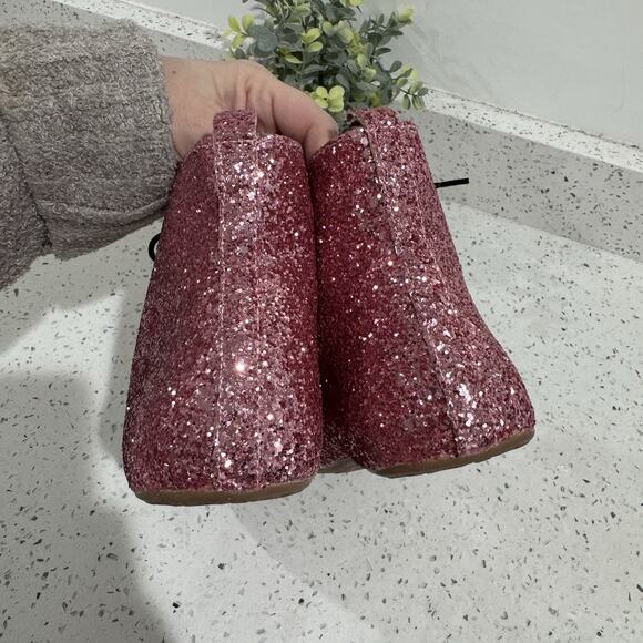 Monkey Feet Pink Glitter Leather Ballet Flat Booties Size 42 Balletcore Coquette - Picture 6 of 6